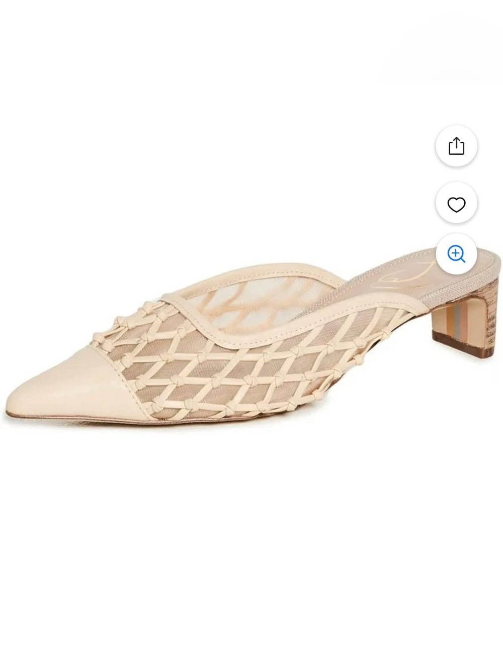 SOLD Sam Edelman Snyder Eggshell Pointed Toe Block Heel Slip On Mesh Fashion Mul